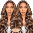 5x5 4/27 Highlight HD Body Wave Lace Closure Wigs Human Hair