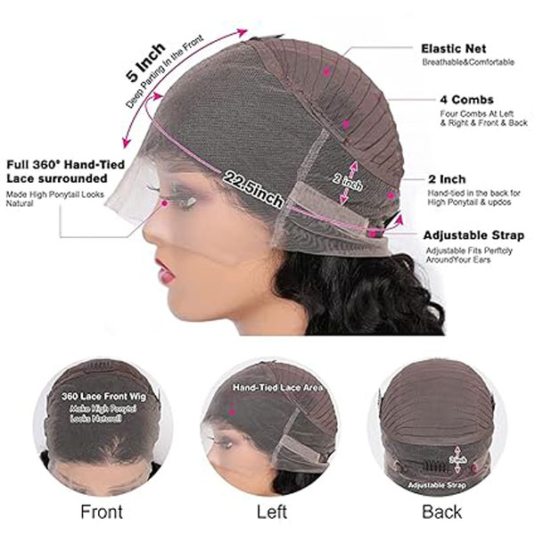 Body Wave 360 Lace Frontal Wigs Human Hair