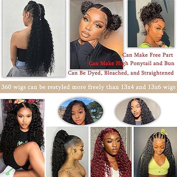360 Lace Front Wigs Human Hair Deep Wave Wigs