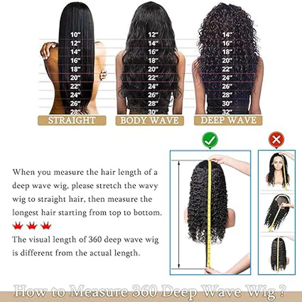 360 Lace Front Wigs Human Hair Deep Wave Wigs