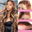 4/27 Colored Honey Blonde 360 Lace Front Wigs Human Hair Body Wave