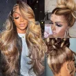 4/27 Colored Honey Blonde 360 Lace Front Wigs Human Hair Body Wave