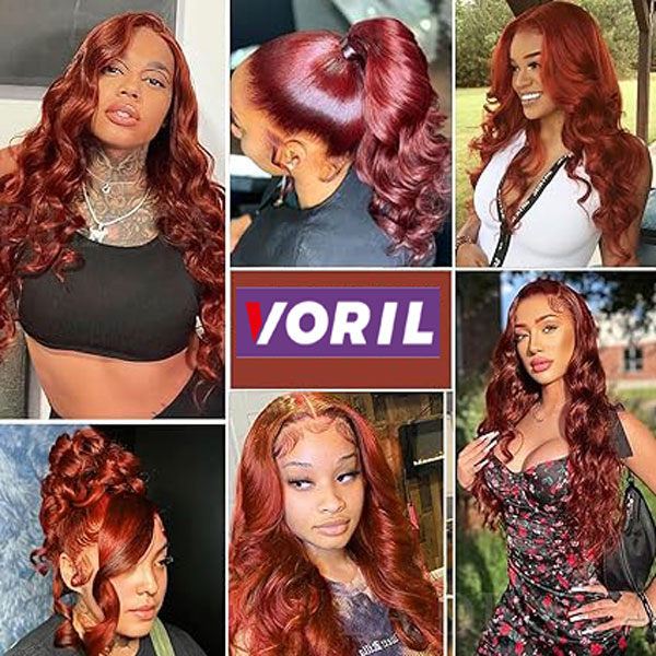  Reddish Brown 360 Lace Front Wigs Human Hair Body Wave