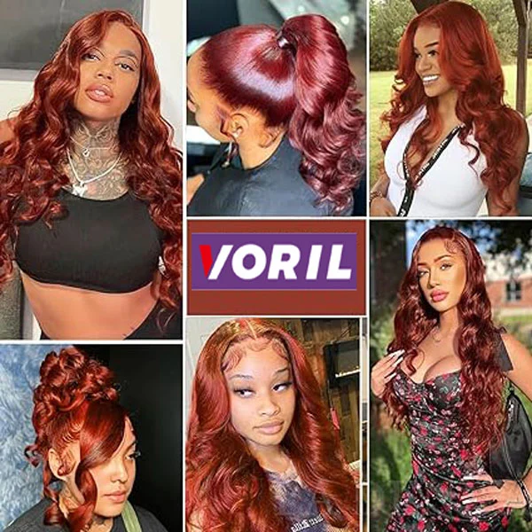  Reddish Brown 360 Lace Front Wigs Human Hair Body Wave