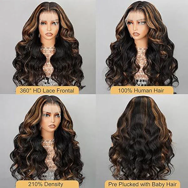 360 Lace Front Wigs Human Hair FBP30 Highlight Body Wave Wig 