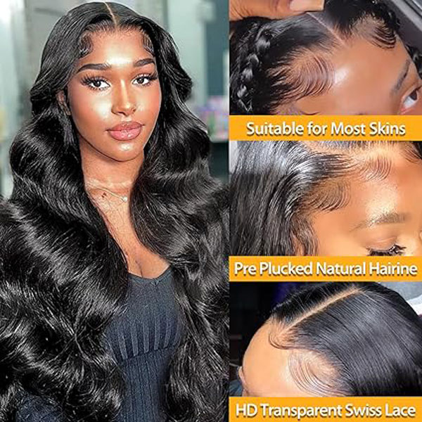13x4 HD Transparent Body Wave Lace Front Wigs Human Hair Glueless Wigs