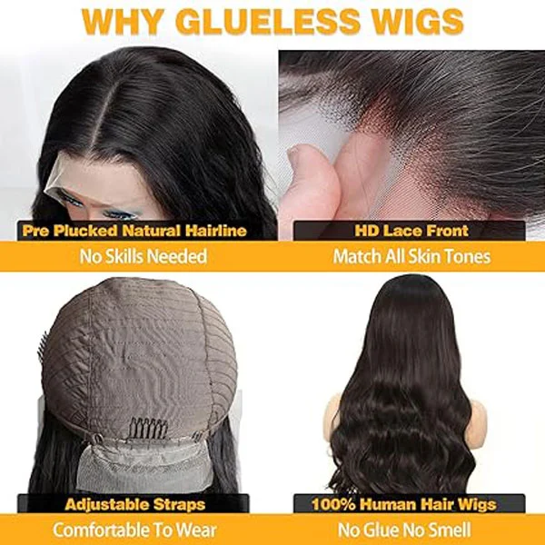 13x4 HD Transparent Body Wave Lace Front Wigs Human Hair Glueless Wigs