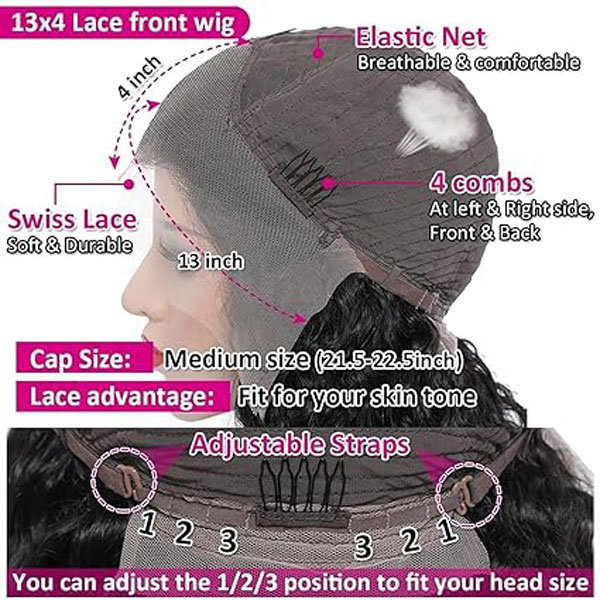 13x4 Deep Wave Lace Front Wigs Human Hair HD Transparent Glueless Curly Wigs