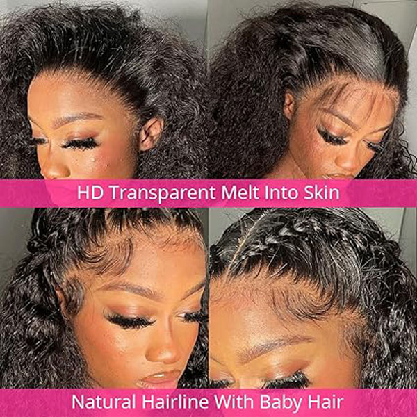 13x4 Deep Wave Lace Front Wigs Human Hair HD Transparent Glueless Curly Wigs