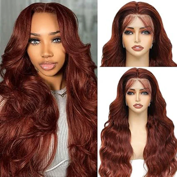 Reddish Brown Lace Front Wigs Human Hair 13x4 HD Body Wave Wigs