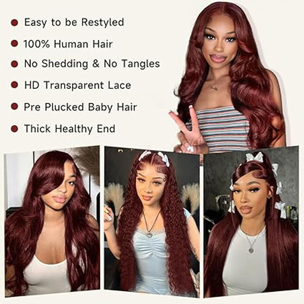 Reddish Brown Lace Front Wigs Human Hair 13x4 HD Body Wave Wigs