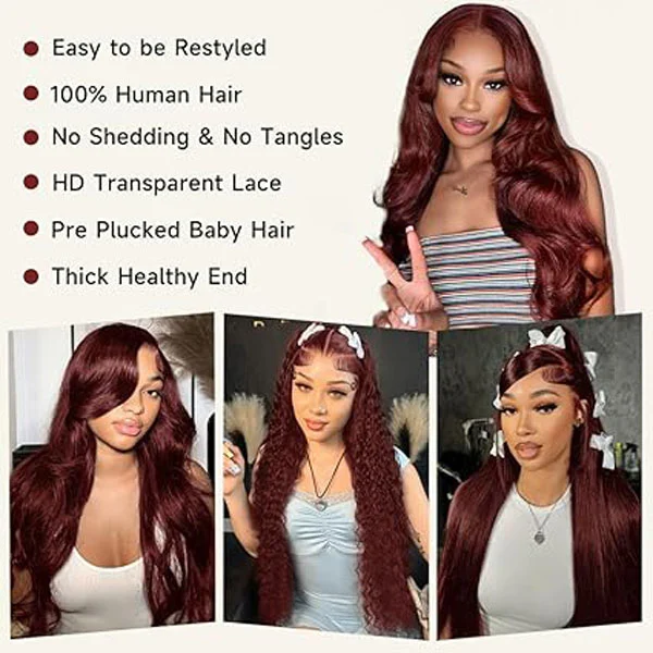 Reddish Brown Lace Front Wigs Human Hair 13x4 HD Body Wave Wigs