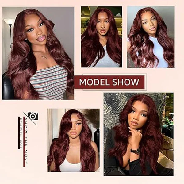 Reddish Brown Lace Front Wigs Human Hair 13x4 HD Body Wave Wigs