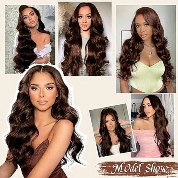 Chocolate Brown 13x4 HD Lace Front Wig Body Wave Human Hair Wigs 