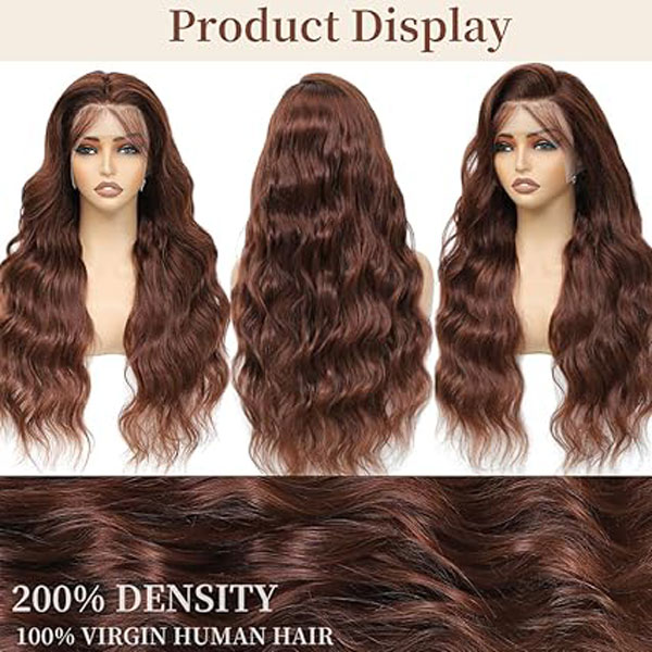 Chocolate Brown 13x4 HD Lace Front Wig Body Wave Human Hair Wigs 