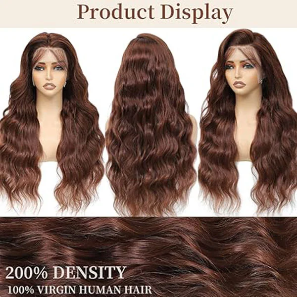 Chocolate Brown 13x4 HD Lace Front Wig Body Wave Human Hair Wigs 