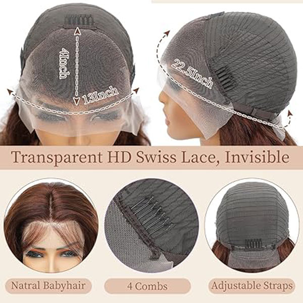 Chocolate Brown 13x4 HD Lace Front Wig Body Wave Human Hair Wigs 