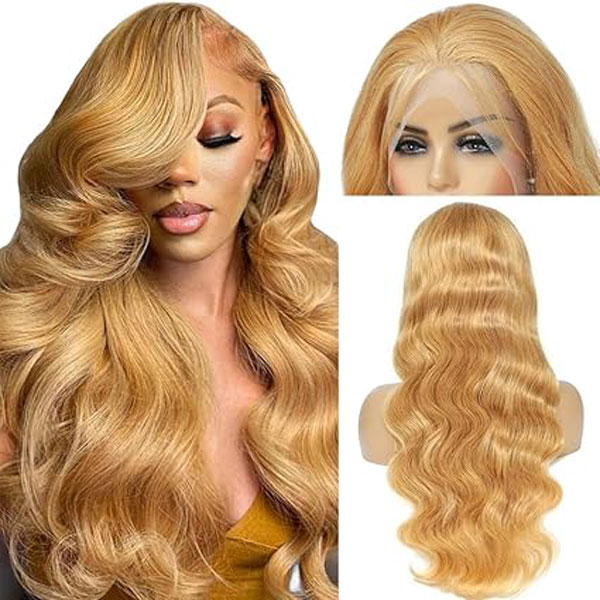 Honey Blonde 27# 13x4 HD Lace Front Wig Human Hair Wig Body Wave