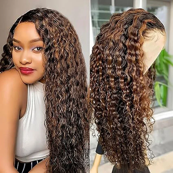 1B/30 Deep Wave 13x4 HD Lace Front Wigs Human Hair Curly Wigs