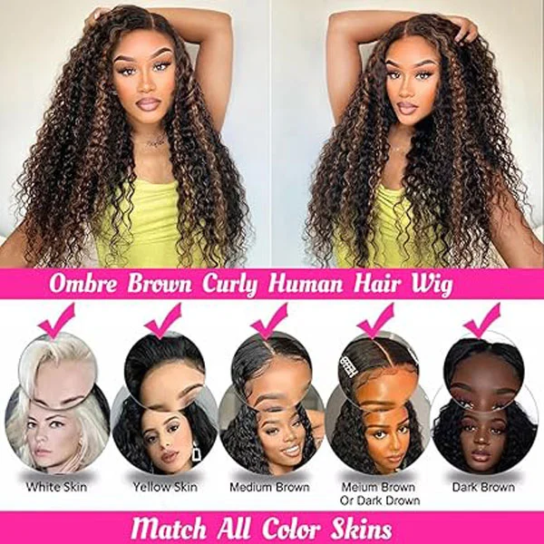1B/30 Deep Wave 13x4 HD Lace Front Wigs Human Hair Curly Wigs