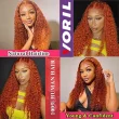 13x4 HD Ginger Orange Deep Wave Lace Front Wigs Human Hair Glueless Curly Wigs 