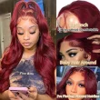 13x4 HD 99J Burgundy Lace Front Wigs Human Hair Glueless Body Wave Wigs