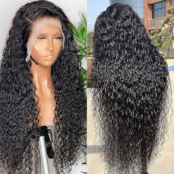 Water Wave Lace Front Wigs 13x4 HD Glueless Human Hair Wet and Wavy Wigs
