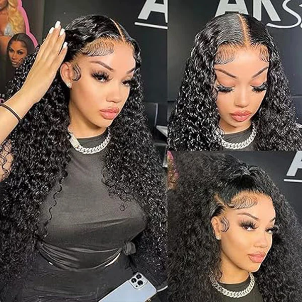 Water Wave Lace Front Wigs 13x4 HD Glueless Human Hair Wet and Wavy Wigs
