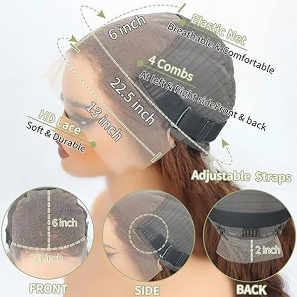 13x6 HD Chocolate Brown Lace Front Wig Human Hair Body Wave Wigs 