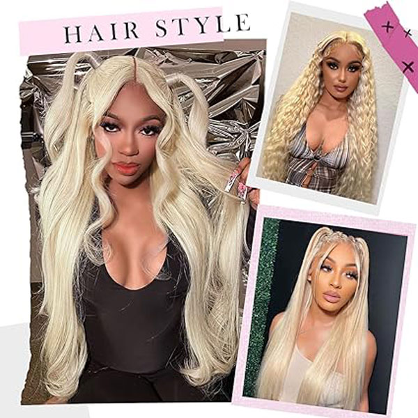 613 13x6 Lace Front Wig Human Hair Body Wave Blonde Wig 