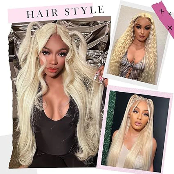 613 13x6 Lace Front Wig Human Hair Body Wave Blonde Wig 