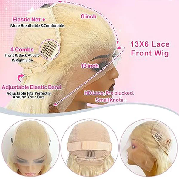 613 13x6 Lace Front Wig Human Hair Body Wave Blonde Wig 