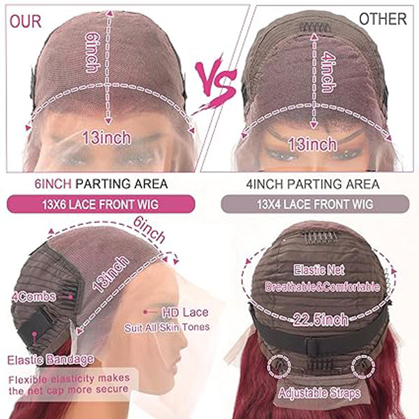 99J Burgundy 13x6 HD Body Wave Lace Front Wigs Glueless Human Hair Wigs 