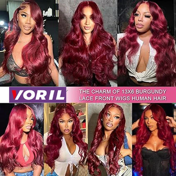 99J Burgundy 13x6 HD Body Wave Lace Front Wigs Glueless Human Hair Wigs 