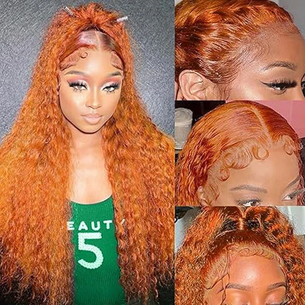 Ginger Orange 350 13X6 HD Deep Wave Lace Front Wig Human Hair Wigs