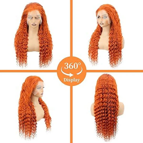 Ginger Orange 350 13X6 HD Deep Wave Lace Front Wig Human Hair Wigs