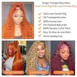 Ginger Orange 350 13X6 HD Deep Wave Lace Front Wig Human Hair Wigs