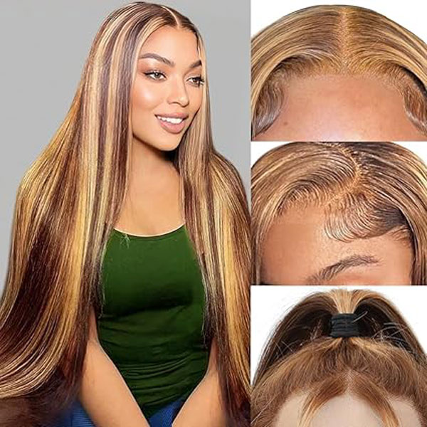 Honey Blonde 4/27 13X6 Lace Front Wigs Human Hair Straight Wigs 