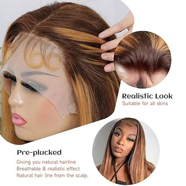 Honey Blonde 4/27 13X6 Lace Front Wigs Human Hair Straight Wigs 