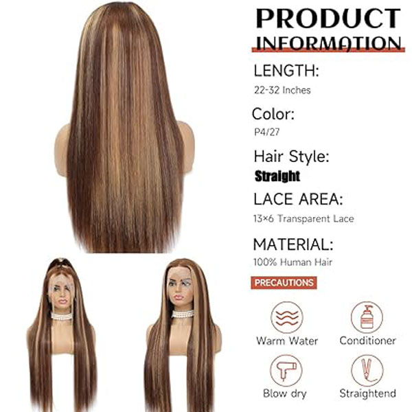 Honey Blonde 4/27 13X6 Lace Front Wigs Human Hair Straight Wigs 