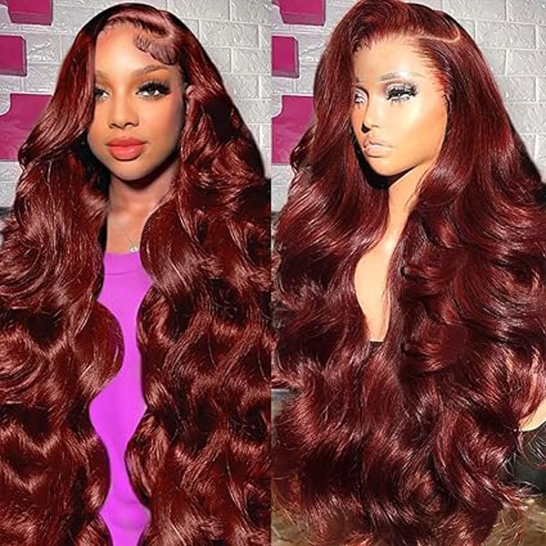 Reddish Brown 33# 13x6 Body Wave Lace Front Wigs Human Hair Wig 