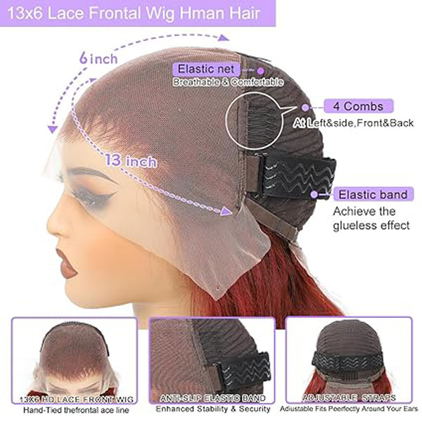 Reddish Brown 33# 13x6 Body Wave Lace Front Wigs Human Hair Wig 