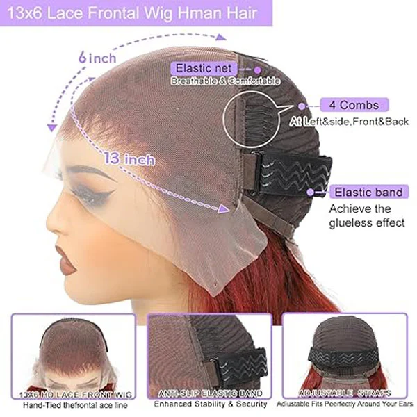 Reddish Brown 33# 13x6 Body Wave Lace Front Wigs Human Hair Wig 