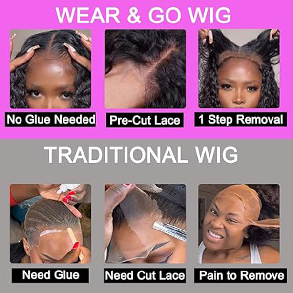 4x4 Glueless Wigs Water Wave Bob Wig Human Hair Lace Closure Wigs 