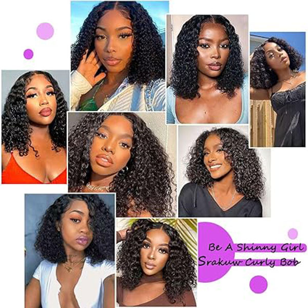 4x4 Glueless Wigs Water Wave Bob Wig Human Hair Lace Closure Wigs 
