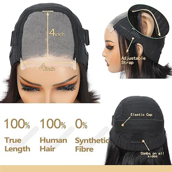 4x4 Straight Bob Wig Wear Human Hair Glueless Wigs Lace Closure wigs 