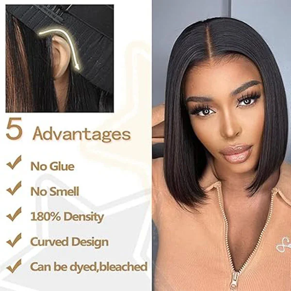 4x4 Straight Bob Wig Wear Human Hair Glueless Wigs Lace Closure wigs 