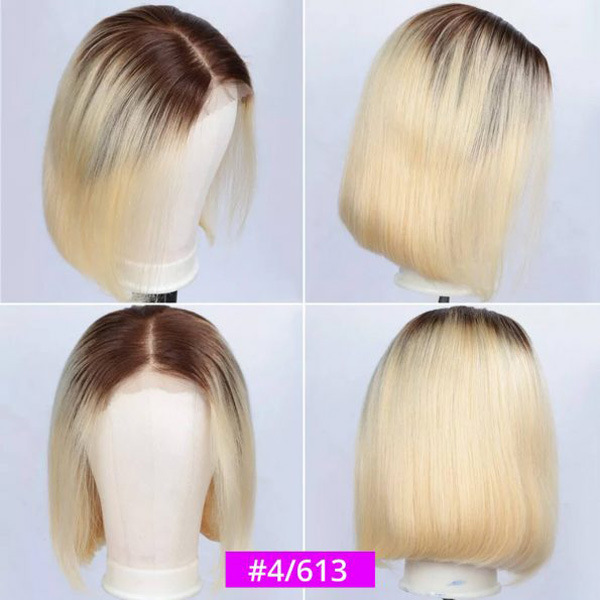 Ombre Blonde Straight 13x4 Lace Front Human Hair Bob Wigs