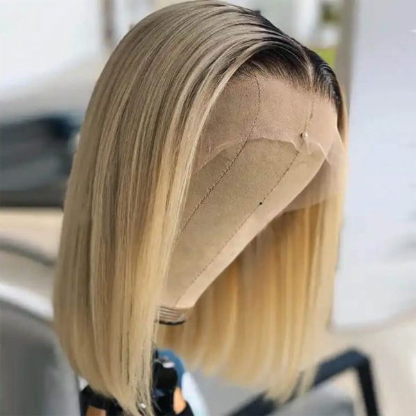 Ombre Blonde Straight 13x4 Lace Front Human Hair Bob Wigs