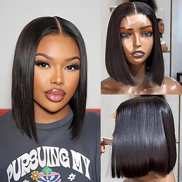 2X6 Lace Closure Bob Wig Human Hair Straight Glueless Wigs